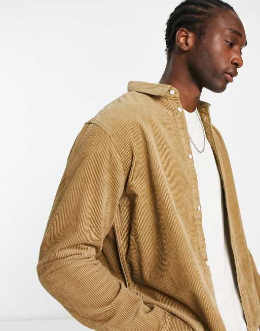 Weekday Ruimvallend overhemd van corduroy in beige ASOS