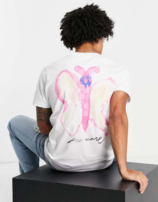 Weekday - Ruimvallend T-shirt met vlinderprint op de achterkant in wit
