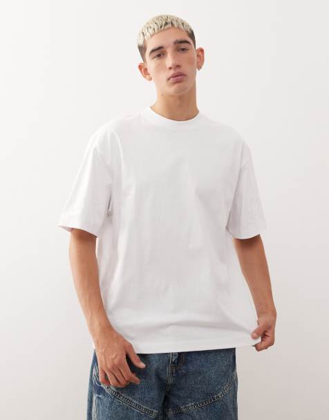 Weekday - Ruimvallend T-shirt van zware jersey in wit - view 1