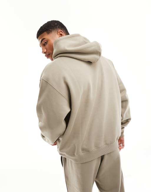 Weekday - Ruimvallende hoodie van zware jersey in beige mol, deel van co-ord set, 2 van 4