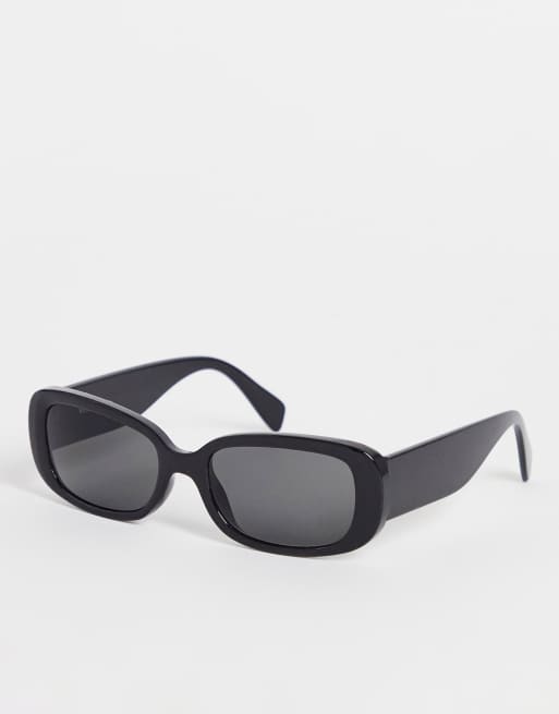 Weekday Run rectangular sunglasses in black | ASOS