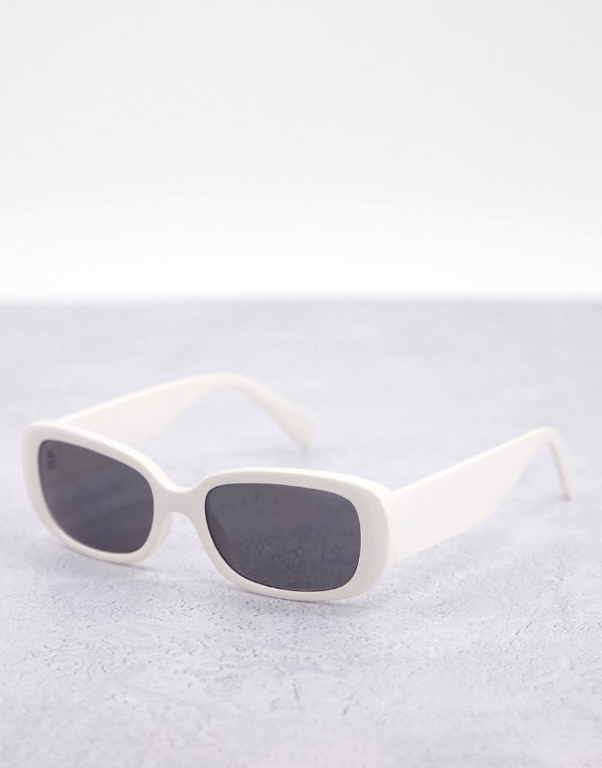 Weekday Run rectangular sunglasses in off white
