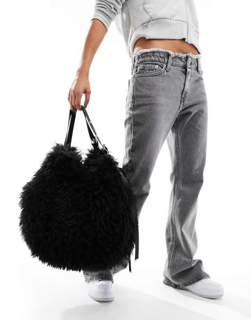 Weekday - Sac porté épaule en fausse fourrure - Noir, 3 de 4