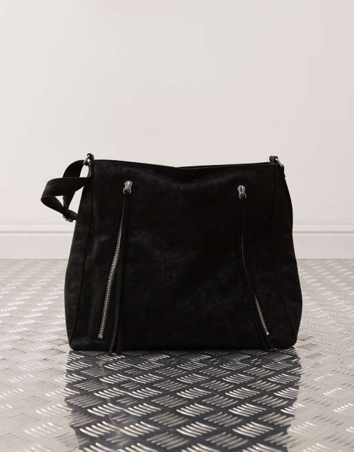 Weekday - Sac porté épaule en imitation daim à détail zippé - Noir, 3 de 4