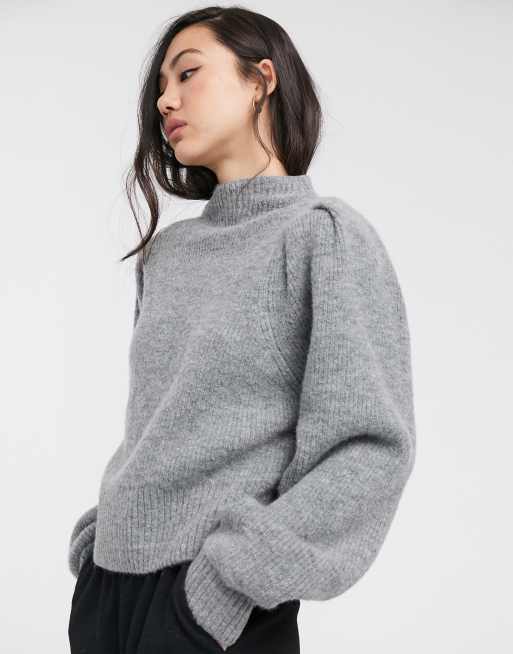 Weekday – Sadie – Szary sweter z bufkami