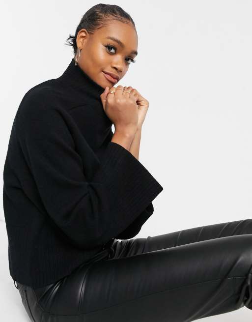 Black oversized shop polo neck jumper