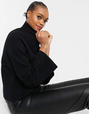 black oversized turtle neck jumper