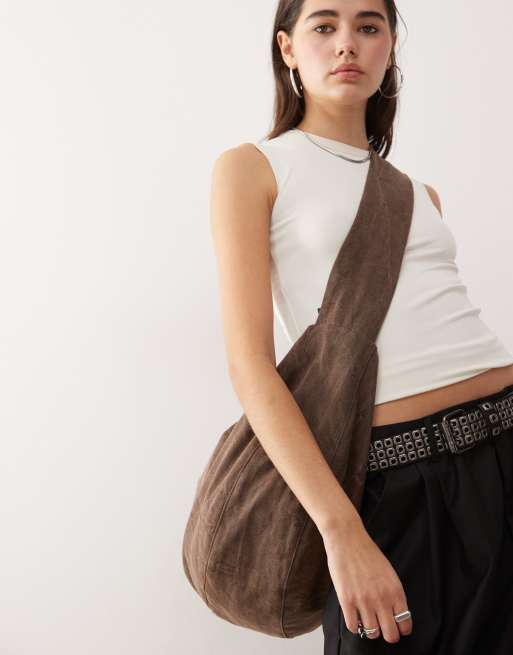 Weekday Samir slouchy cross body bag in washed brown