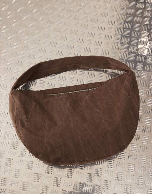 Weekday Samir slouchy cross body bag in washed brown