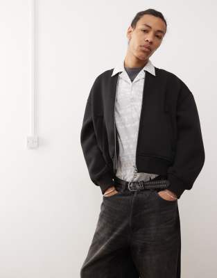 Weekday Sammy Oversized Scuba Bomber Jacket In Black