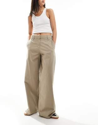 Weekday Sand oversized baggy trousers in beige-Neutral