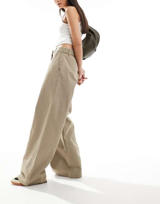 Weekday Sand oversized baggy trousers in beige