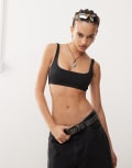 [Weekday] Weekday Sand scoop neck bikini top in black XL Black