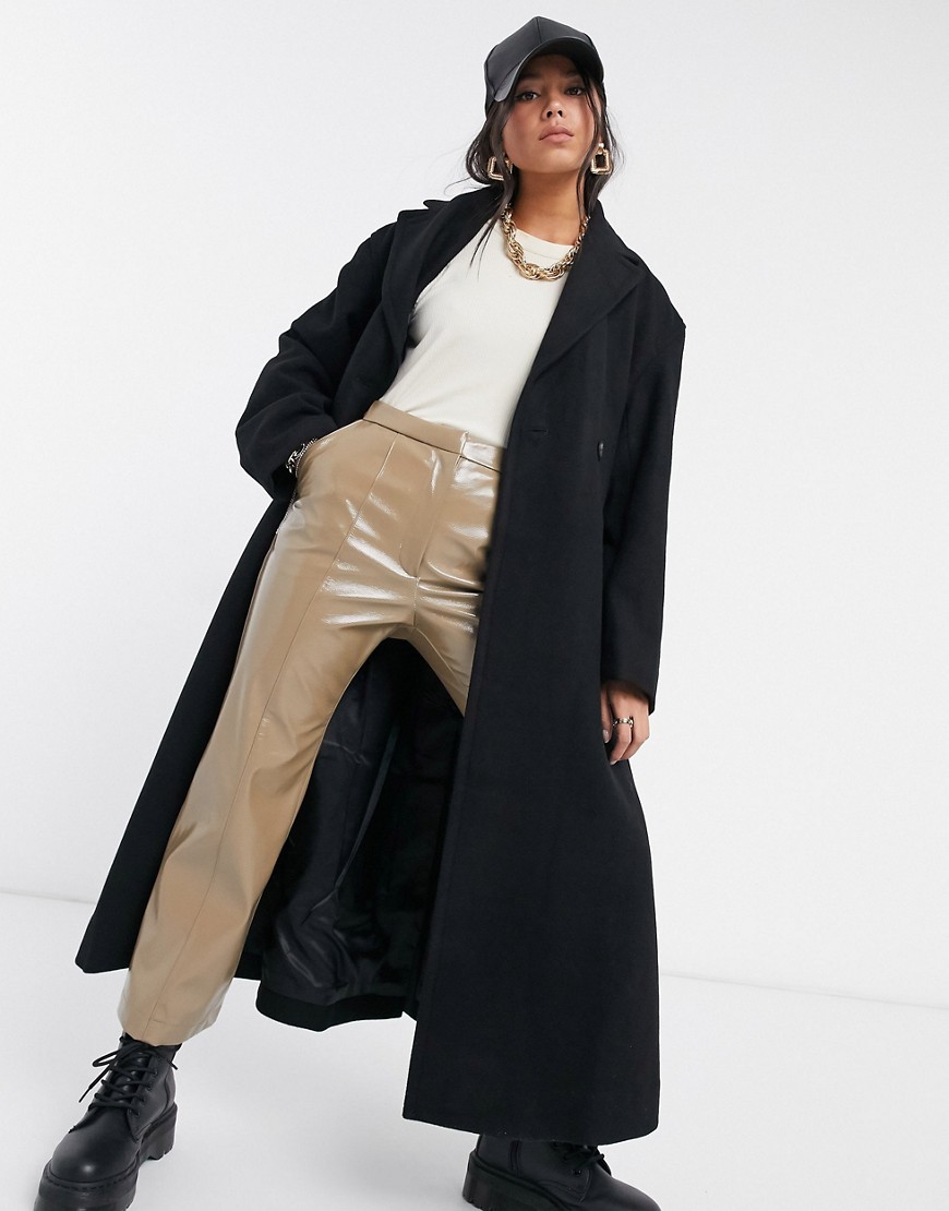 Weekday Sanne longline tailored wool coat in black