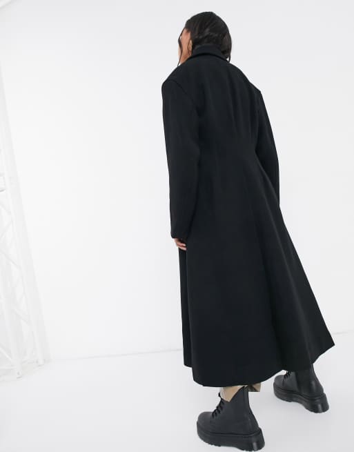 Weekday Sanne longline tailored wool coat in black ASOS