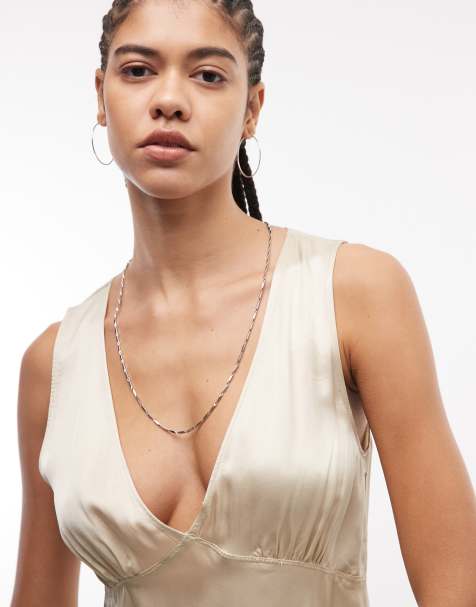 Weekday - Satijnen top in beige - view 1