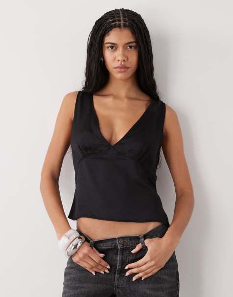 Weekday – Satin-Oberteil in Schwarz - view 1