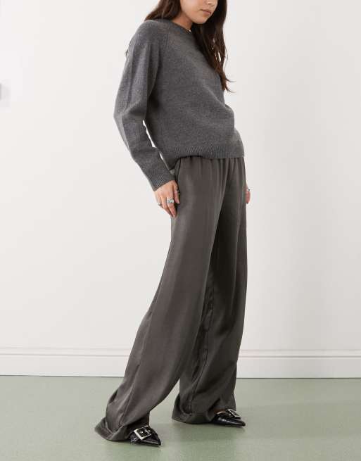 Weekday satin pants in dark gray | ASOS