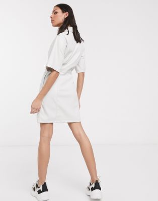 white faux leather dress