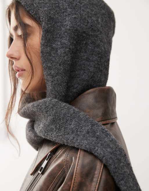 Weekday scarf with hood in dark gray melange