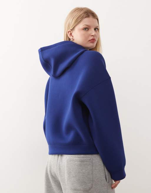 Weekday – Scarlet – Blå huvtröja i scubaliknande tyg och oversize med dragkedja, 3 av 4