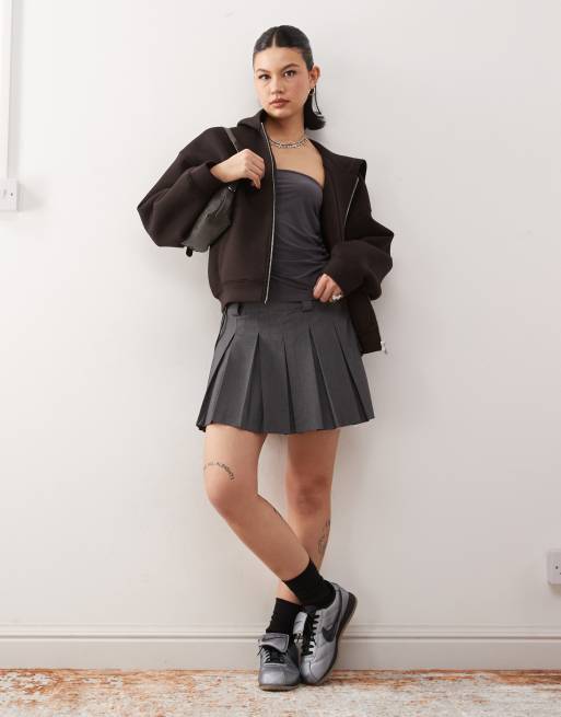 Weekday - Scarlet - Hoodie met rits van scubastof in bruin, 2 van 4