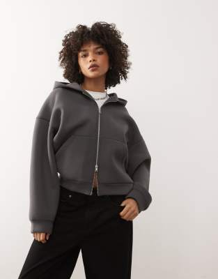 Weekday Scarlet Scub-style Hoodie In Gray