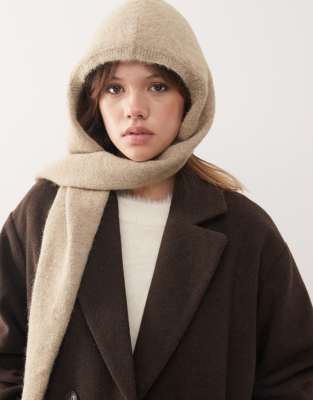 Weekday - Schal in Beige mit Kapuze-Neutral