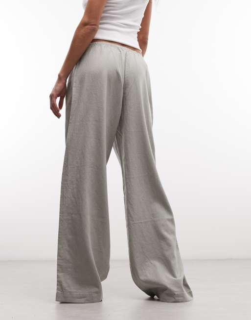 Weekday – Schlupfhose aus Leinenmix in Salbeigrün mit weitem Bein, exklusiv bei ASOS, 4 von 5