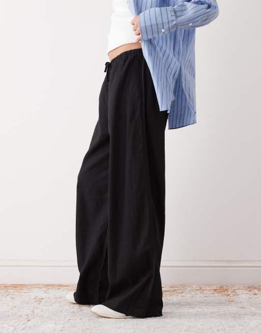 Weekday – Schlupfhose aus Leinenmix in Schwarz mit weitem Bein, exklusiv bei ASOS, 4 von 5