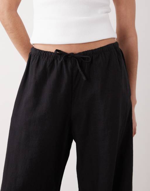 Weekday – Schlupfhose aus Leinenmix in Schwarz mit weitem Bein, exklusiv bei ASOS, 5 von 5