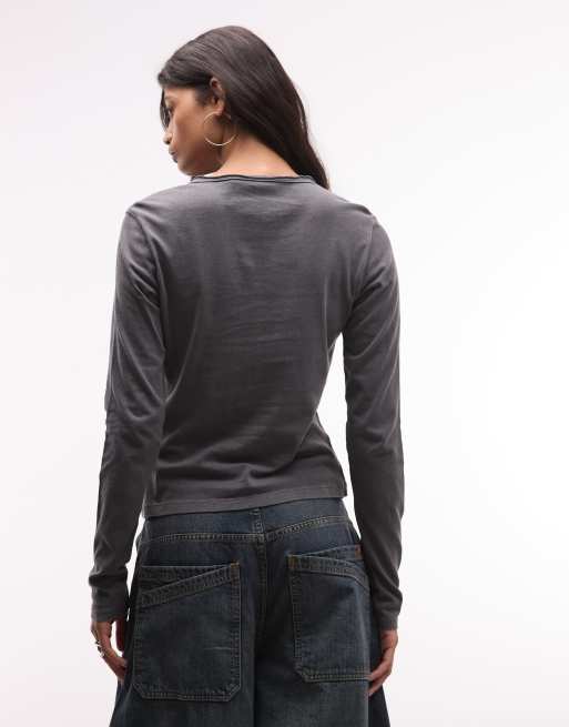 Weekday schmal geschnittene Jersey-Strickjacke in Dunkelgrau, 3 von 4