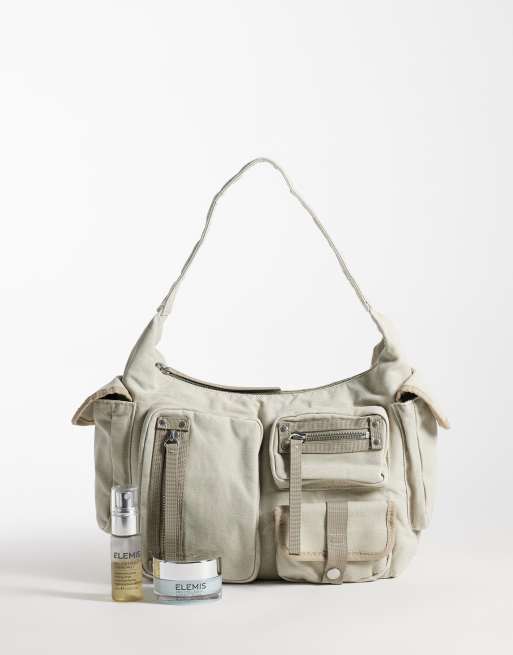 Weekday Schultertasche mit mehreren Taschen und Kontrastbesatz in Stone, 2 von 4