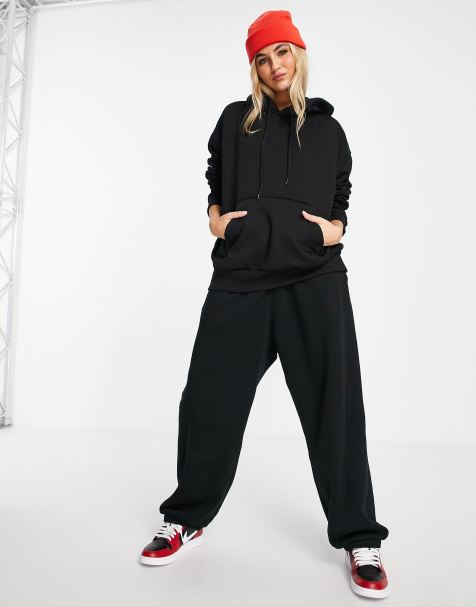 Weekday – Schwarzer Oversize-Kapuzenpullover