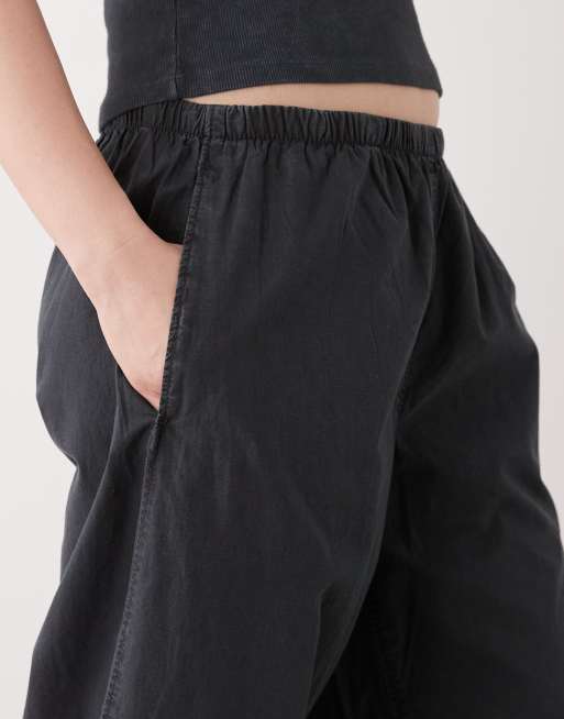Weekday – Ściągane na sznurek ciemnoszare spodnie oversize z materiału ripstop, 5 z 5