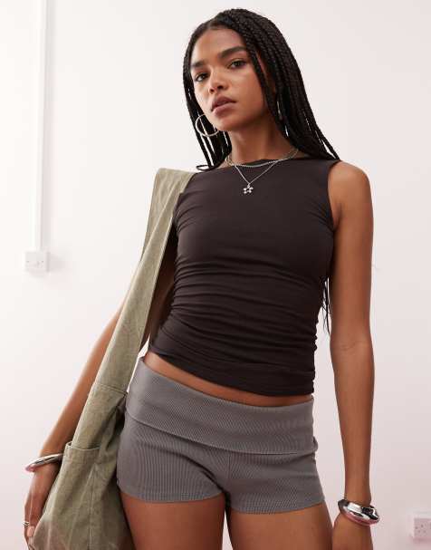 Weekday scoop back top in dark brown - view 1
