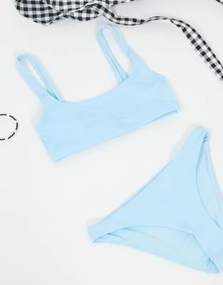 blue scoop neck bikini