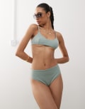 [Weekday] Weekday scoop neck bikini top in sage green 2XS Sage green