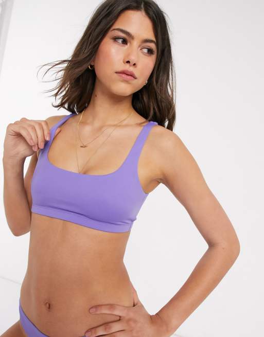 Weekday scoop neck bikini top in violet