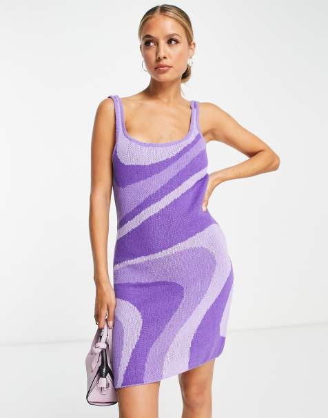 Weekday scoop neck mini cami dress in lilac
