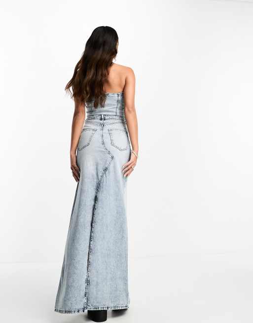 Womens denim outlet maxi dress