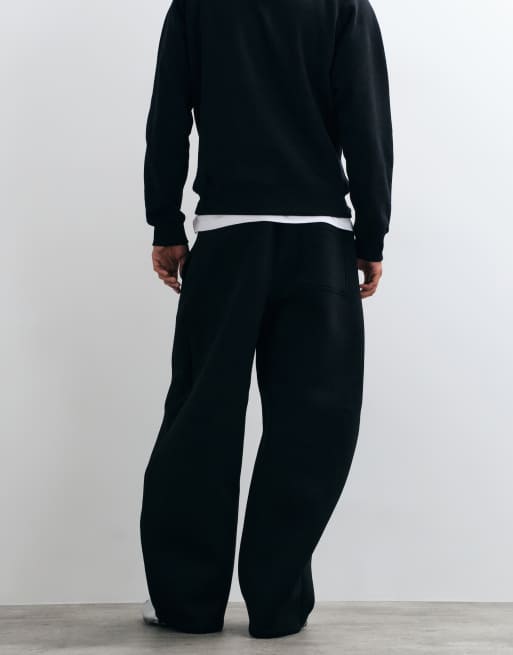 Weekday scuba-style fabric barrel leg jogger with elasticated hem in black, 5 of 5
