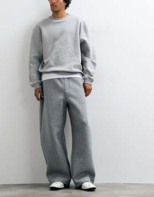 Weekday Scuba-style Fabric Barrel Leg Jogger With Elasticated Hem In Gray