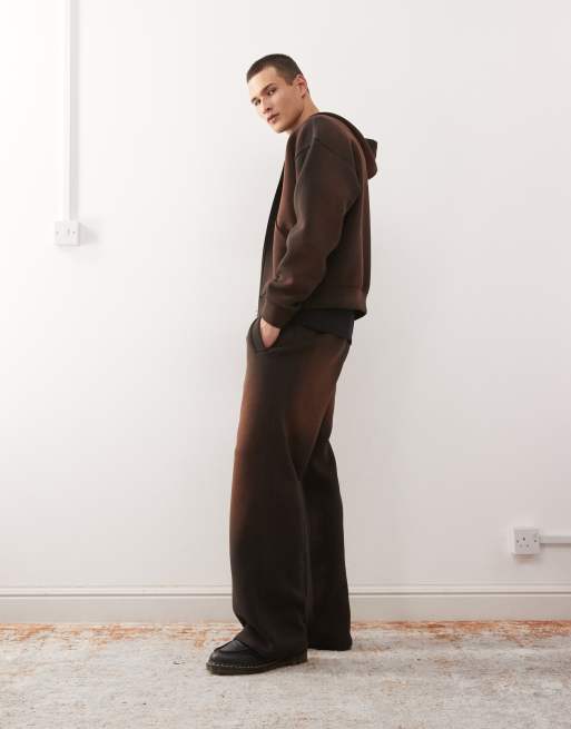 Weekday scuba-style fabric trackies in brown wash (part of a set), 3 of 5