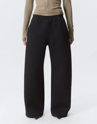 Weekday Scuba-style Fabric Wide Leg Sweatpants In Black