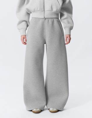 Weekday Scuba-style Fabric Wide Leg Sweatpants In Gray