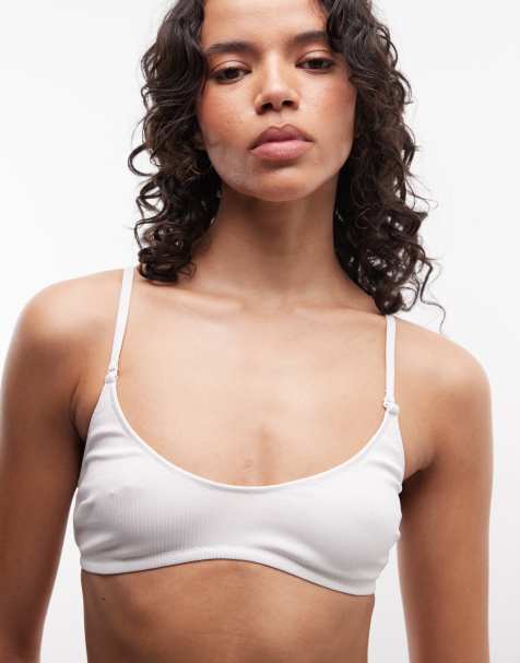 Weekday seamless rib halterneck soft bra in white - view 1