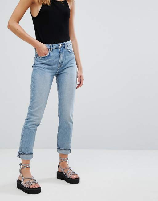 uddrag Billy ged væg Weekday Seattle high waist mom jeans with cotton in light blue | ASOS