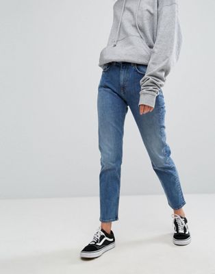mom jeans with high top vans 