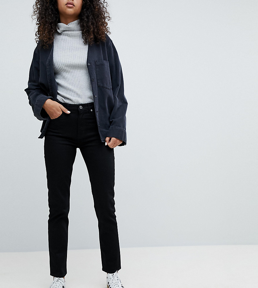 Weekday – Seattle – Schwarze Mom-Jeans aus Bio-Baumwolle mit hoher Taille